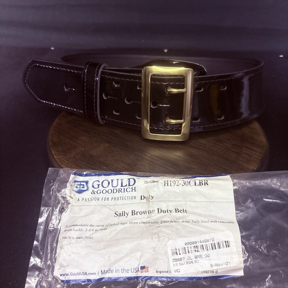 G&G Women's Duty Belt Size 30" SALLY BROWNE USA High Gloss Leather, Brass Buckle